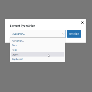 Element-Typ Layout auswählen in GeneratePress