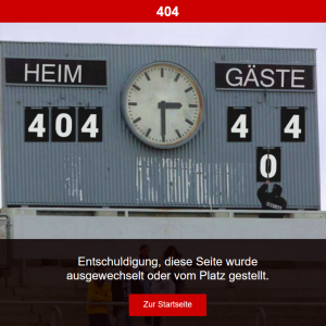 Beispiel einer 404 Fehlerseite (error-page) von kicker.de