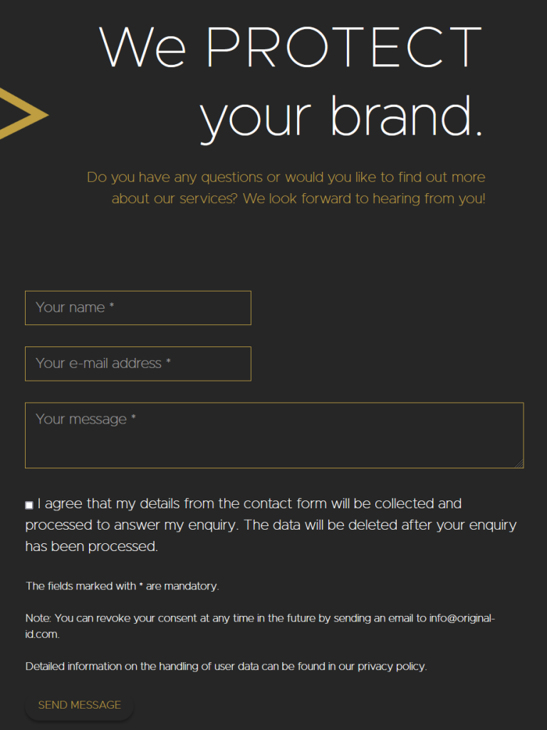 Beispielseite mit eingebettetem WordPress HTML-Forms Formular