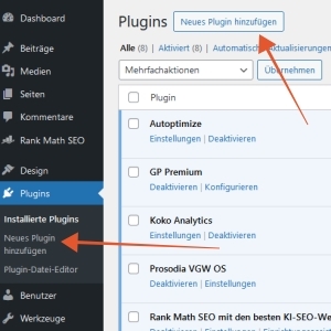WordPress Plugin-Seite aufrufen um ein neues Plugin hinzuzufügen