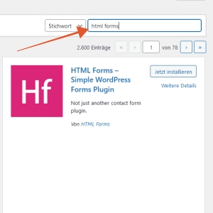 WordPress Plugin HTML Forms suchen